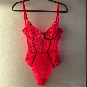 Victoria Secrets lacy red teddy lingerie size US 36C